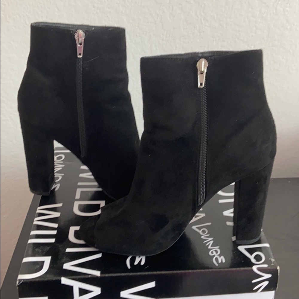 Wild Diva Suede Open Toe Ankle Boots